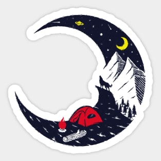 Hiking And Camping Lovers Design, Camping Moon Mountain Art Sticker